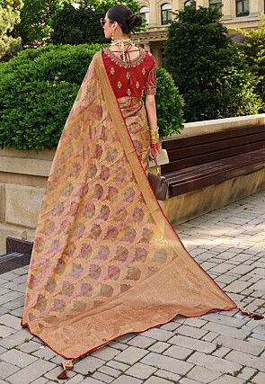 Woven Art Silk Saree in Multicolor