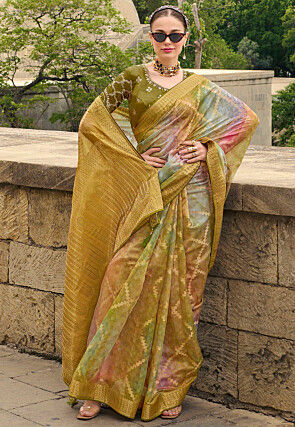Woven Art Silk Saree in Multicolor