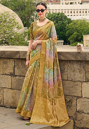 Woven Art Silk Saree in Multicolor