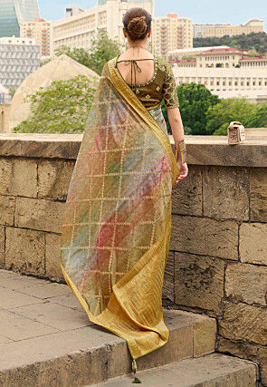 Woven Art Silk Saree in Multicolor