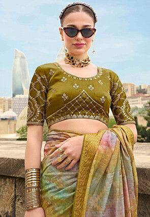 Woven Art Silk Saree in Multicolor