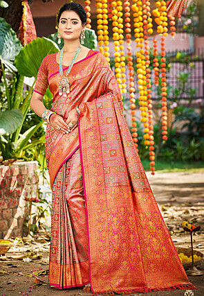 Woven Art Silk Saree in Multicolor