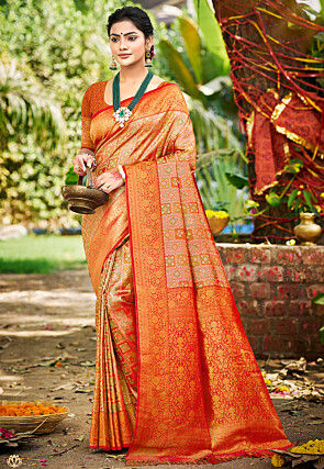 Woven Art Silk Saree in Multicolor