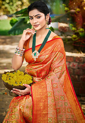 Woven Art Silk Saree in Multicolor