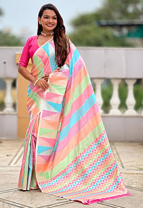 Woven Art Silk Saree in Multicolor