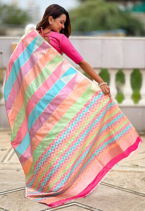 Woven Art Silk Saree in Multicolor