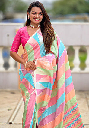Woven Art Silk Saree in Multicolor