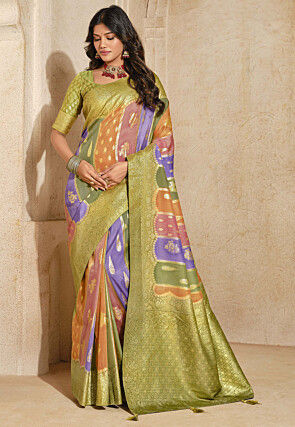Woven Art Silk Saree in Multicolor