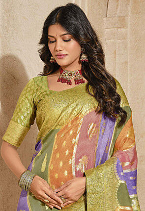 Woven Art Silk Saree in Multicolor