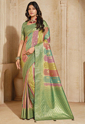 Woven Art Silk Saree in Multicolor