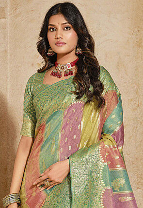 Woven Art Silk Saree in Multicolor