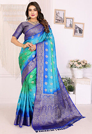 Woven Art Silk Saree in Multicolor