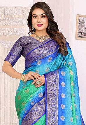 Woven Art Silk Saree in Multicolor