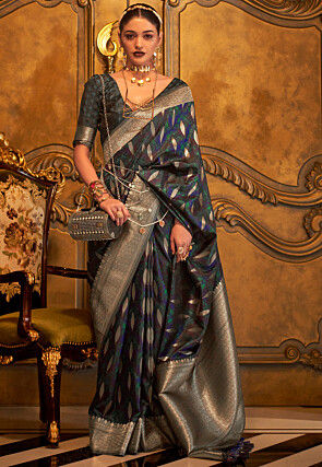 Woven Art Silk Saree in Multicolor