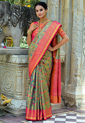 Woven Art Silk Saree in Multicolor