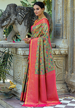 Woven Art Silk Saree in Multicolor
