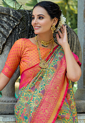 Woven Art Silk Saree in Multicolor