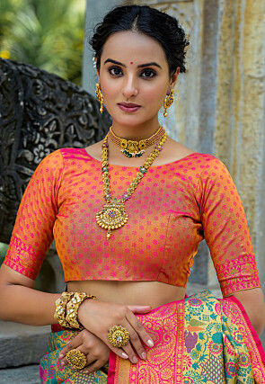 Woven Art Silk Saree in Multicolor