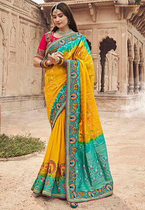 Woven Art Silk Saree in Mustard