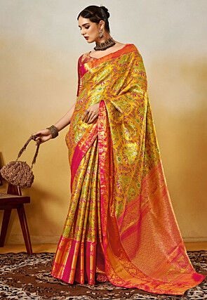 Woven Art Silk Saree in Mustard
