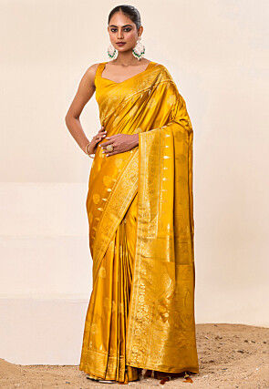 Woven Art Silk Saree in Mustard