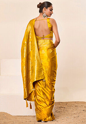 Woven Art Silk Saree in Mustard