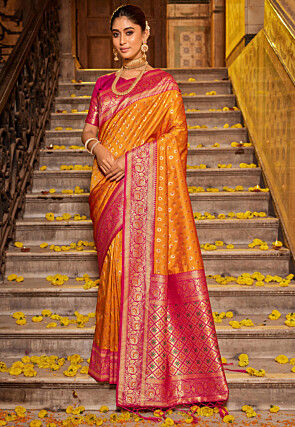 Woven Art Silk Saree in Mustard
