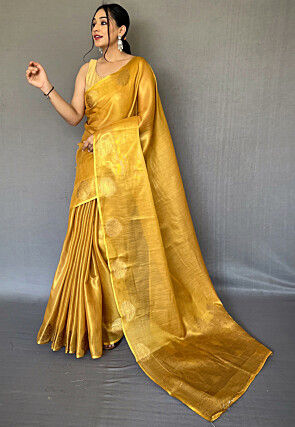 Woven Art Silk Saree in Mustard