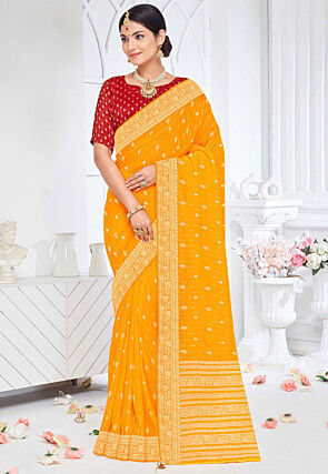 Woven Art Silk Saree in Mustard