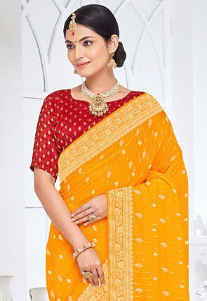 Woven Art Silk Saree in Mustard