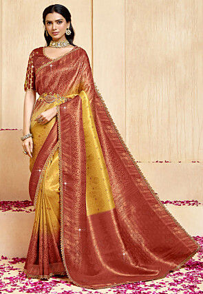 Woven Art Silk Saree in Mustard