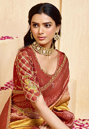 Woven Art Silk Saree in Mustard