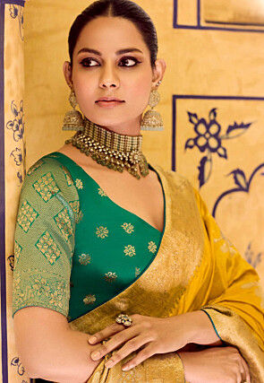 Woven Art Silk Saree in Mustard