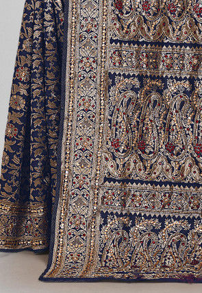 Woven Art Silk Saree in Navy Blue