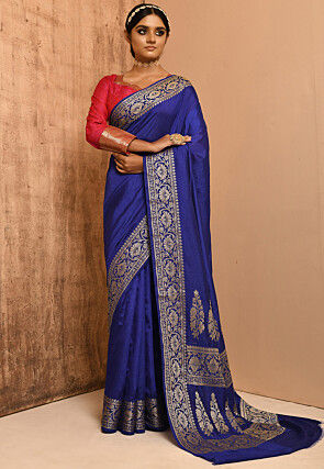 Banarasi Silk Saree in Royaal Blue