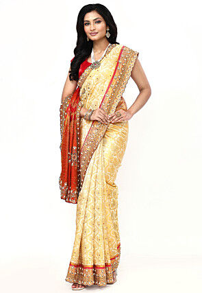 Woven Art Silk Saree in Off White
