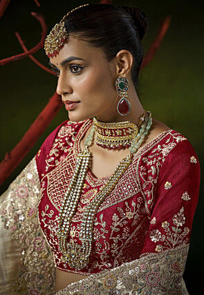 Woven Art Silk Jacquard Saree in Off White