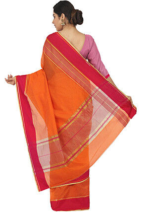 Woven Art Silk Saree in Orange
