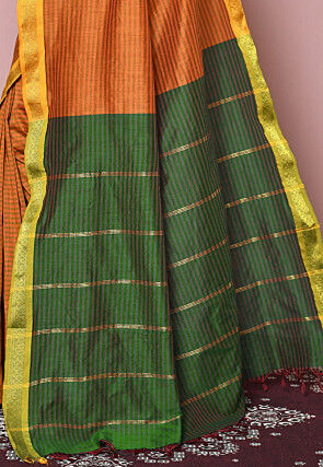 Woven Art Silk Saree in Orange