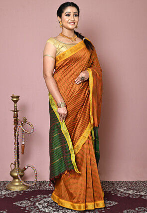 Woven Art Silk Saree in Orange