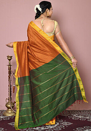 Woven Art Silk Saree in Orange