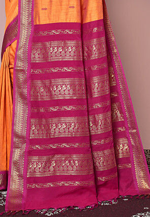 Woven Art Silk Saree in Orange