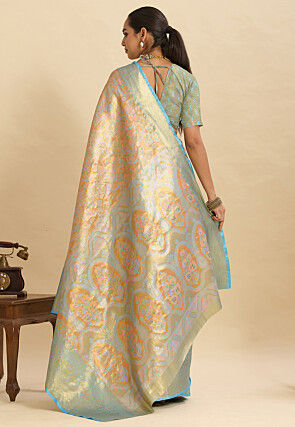 Woven Art Silk Saree in Peach