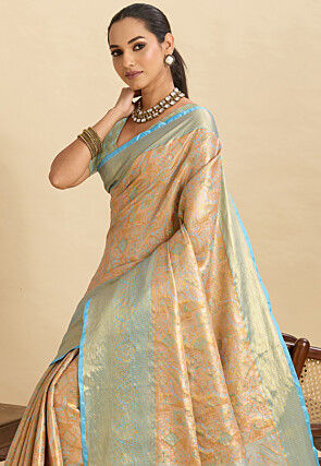 Woven Art Silk Saree in Peach