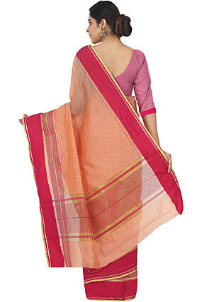 Woven Art Silk Saree in Peach