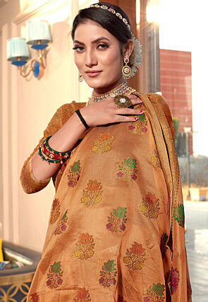 Woven Art Silk Saree in Peach