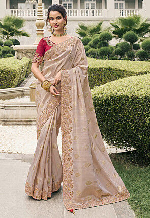 Woven Art Silk Saree in Pink