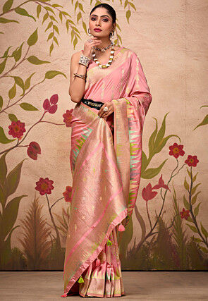Woven Art Silk Saree in Pink