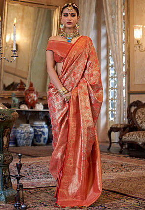 Woven Art Silk Saree in Pink