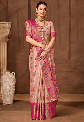 Woven Art Silk Saree in Pink